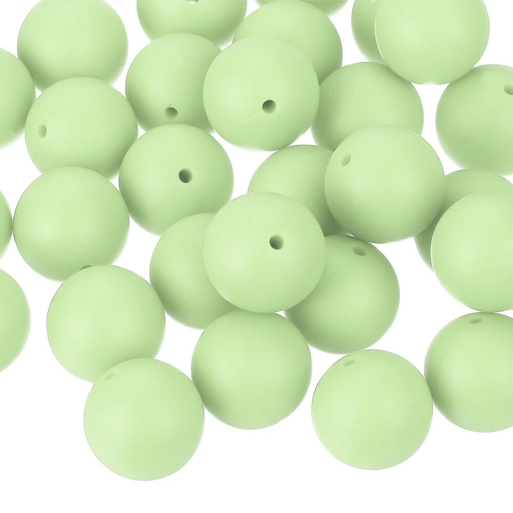 1894 50Pcs 19mm Silicone Beads, Round Loose Rubber Bead Bulk Focal Beads
